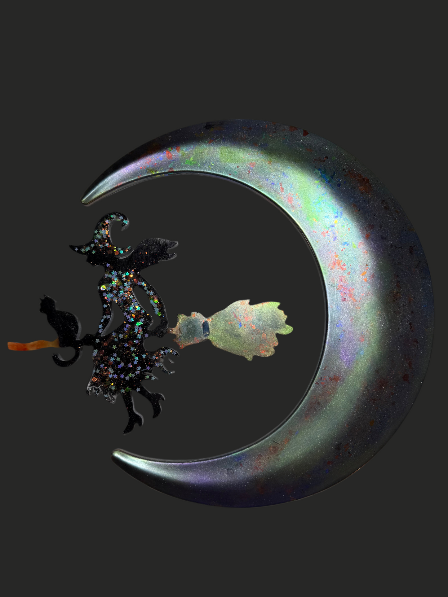 Hanging Resin Witch and Moon