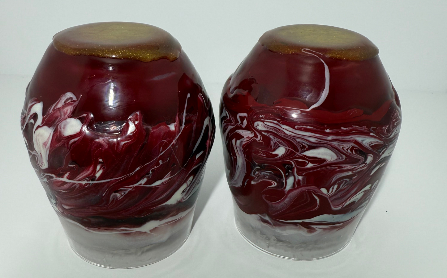 Resin Covered Stemless Wine Glasses