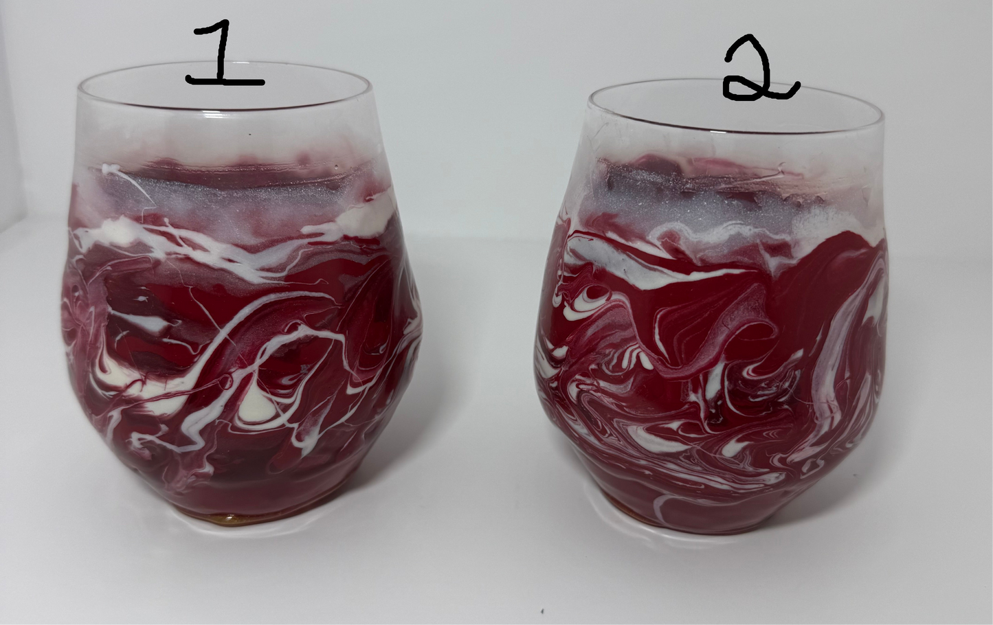 Resin Covered Stemless Wine Glasses