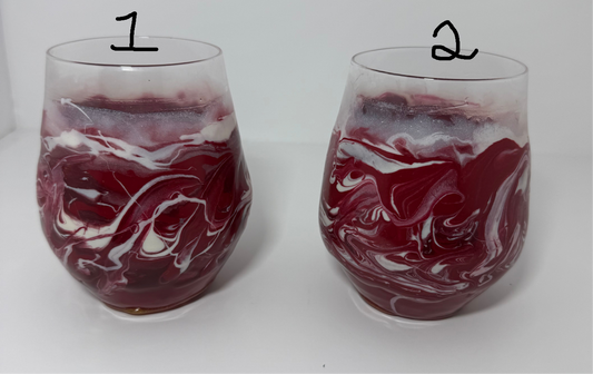 Resin Covered Stemless Wine Glasses
