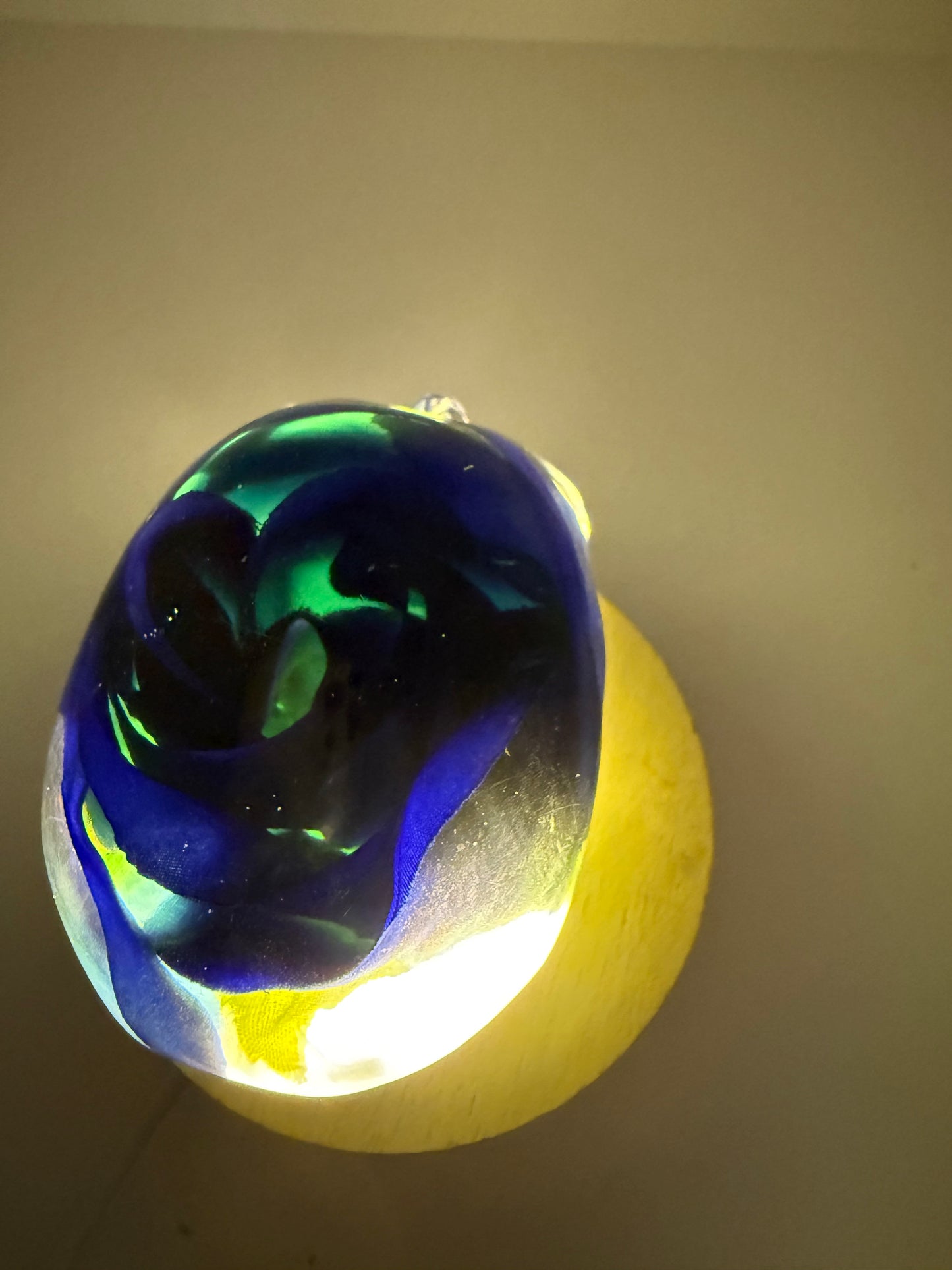 Extra Large Resin Skull with blue rose inside