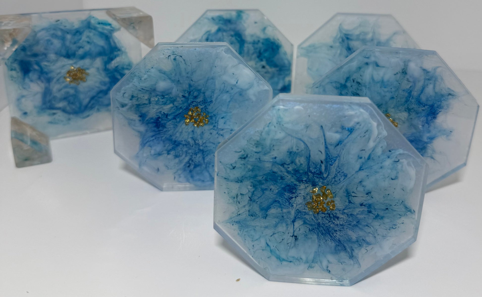 Blue octagon coaster set 5