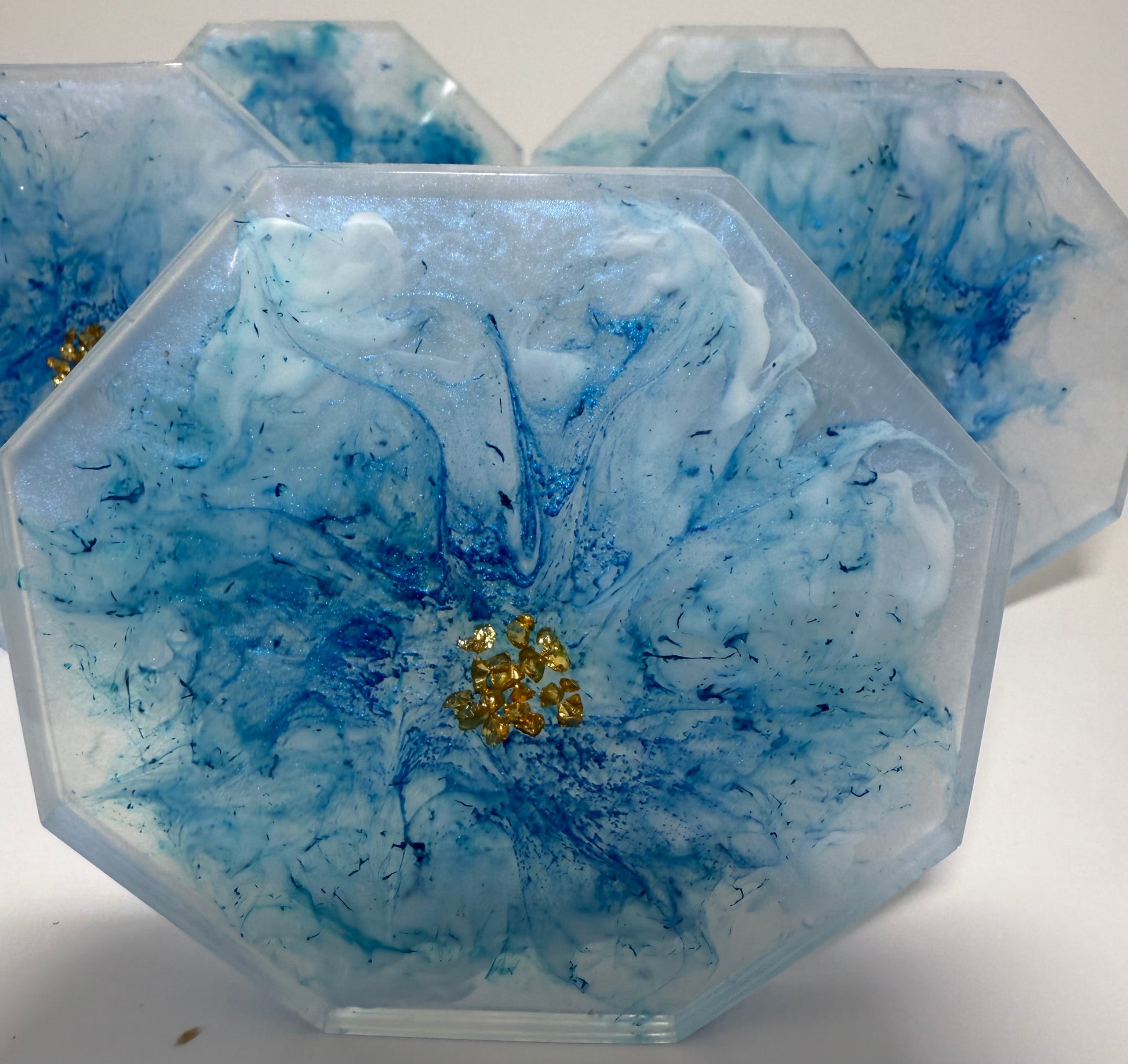 Blue octagon coaster set 5