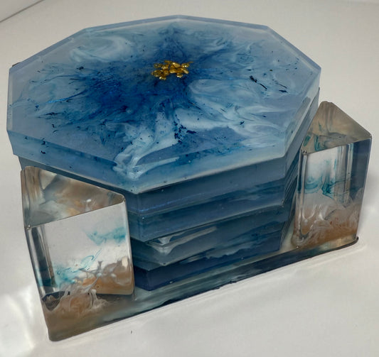 Blue octagon coaster set 5